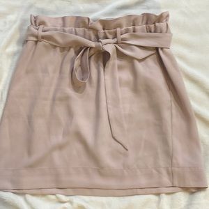 Blush pull on paper bag skirt